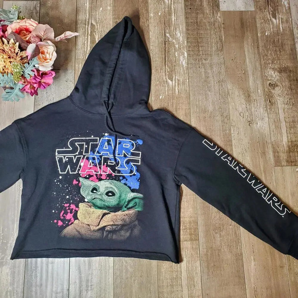 Star Wars Black Graphic Cropped Women's Hoodie Size Medium NWOT - Picture 12 of 15